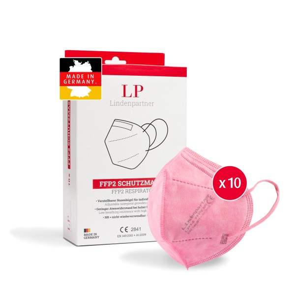 LindenPartner FFP2 Maske Pink Batik | 10 Stück | Made in Germany | CE-Zertifiziert